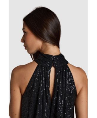 Women's Halterneck Sequin Bridesmaid Maxi Dress