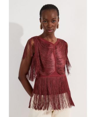 Women's Draped Fringe Knitted Top