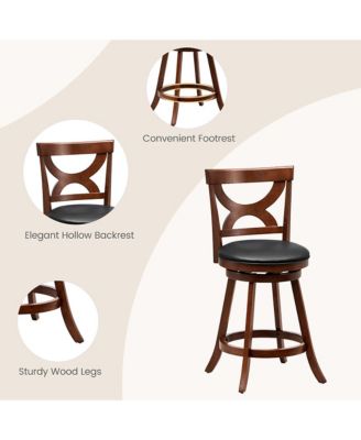 4pcs 24'' Bar Stools 360degree(s) Swivel Counter Height w/ PVC Leather Cushioned Seat