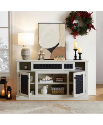 Embossed Pattern TV Stand with Storage, 58.27"W