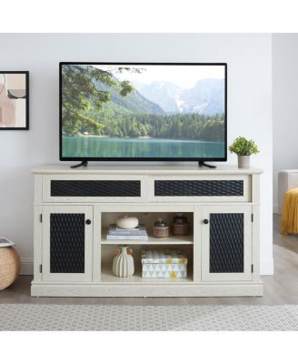 Embossed Pattern TV Stand with Storage, 58.27"W