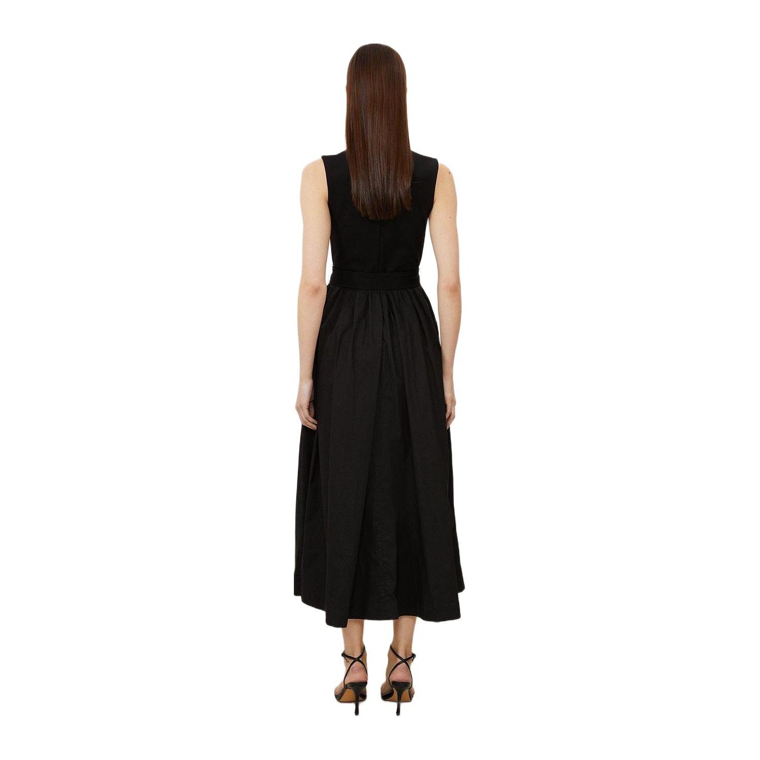 Women's Square Neck Belted Maxi Dress