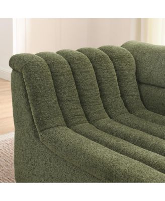 L-Shaped Modular Sectional Sofa with Chaise, Chenille Upholstered, Wave-Shaped Armrest