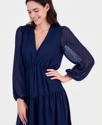 Women's Long-Sleeve V-Neck Tiered Maxi Dress