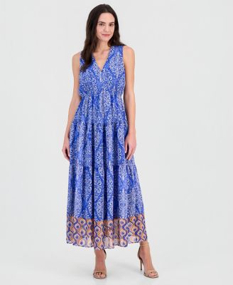 Women's Sleeveless V-Neck Tiered Maxi Dress