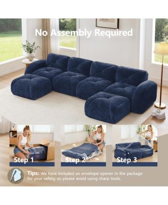 U-shaped Boneless Sofa, Tufted, 32D High Density Sponge, Anti-Slip