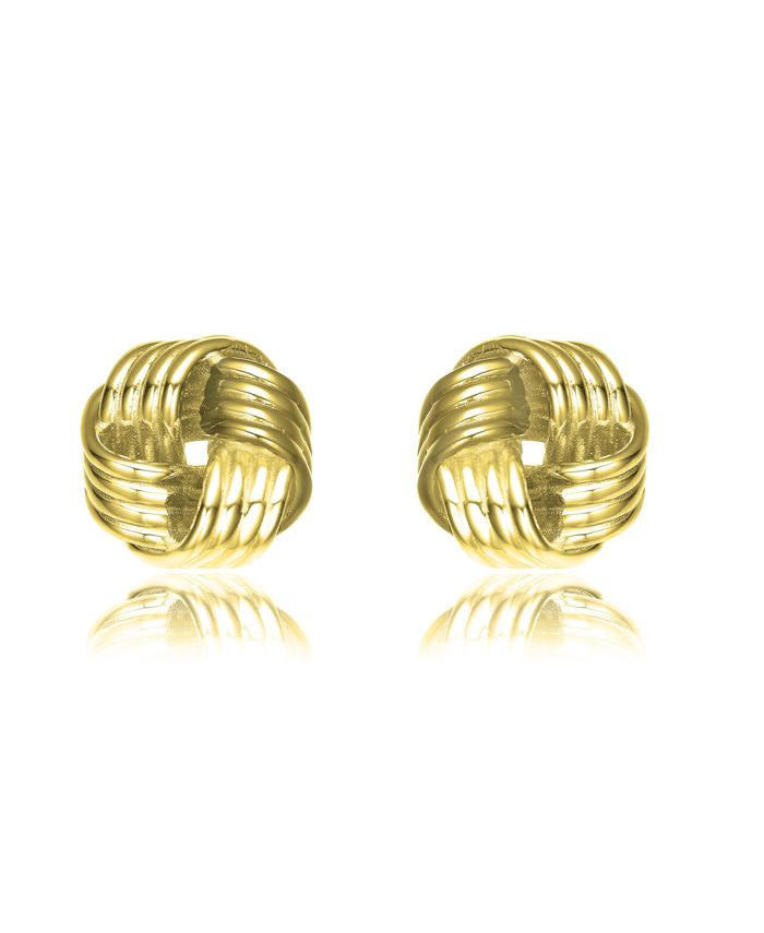 Rachel Glauber Chic 14K Gold Plated Twisted Knot Button Earrings