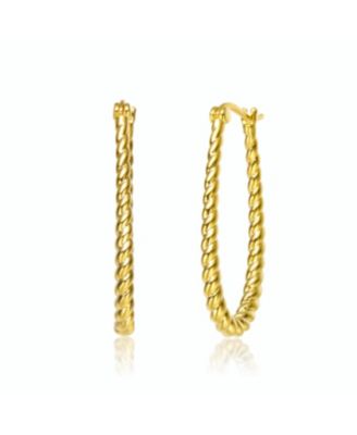 Elegant 14K Gold Plated Twisted "U" Large Hoop Earrings