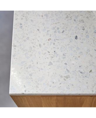 Miho low bookcase in solid oak and white premium terrazzo