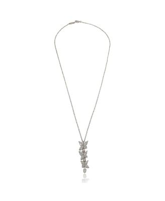 Platinum Diamond Victoria Mixed Cluster Drop Pendant