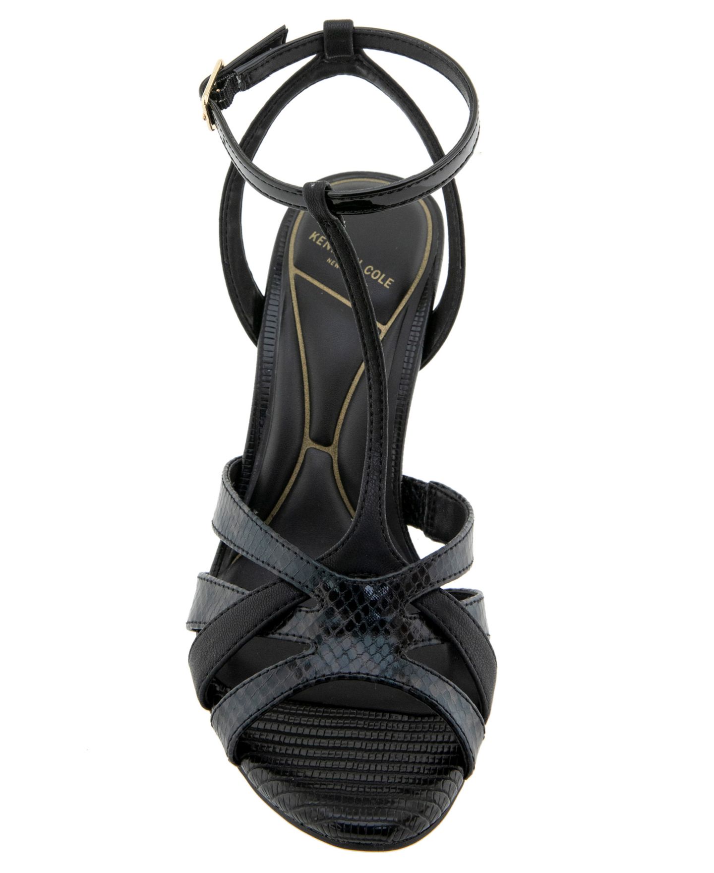Женские сандалии Kenneth Cole New York Liona T-Strap Dress Sandals, цвет: Чёрный змеиный — фото 7