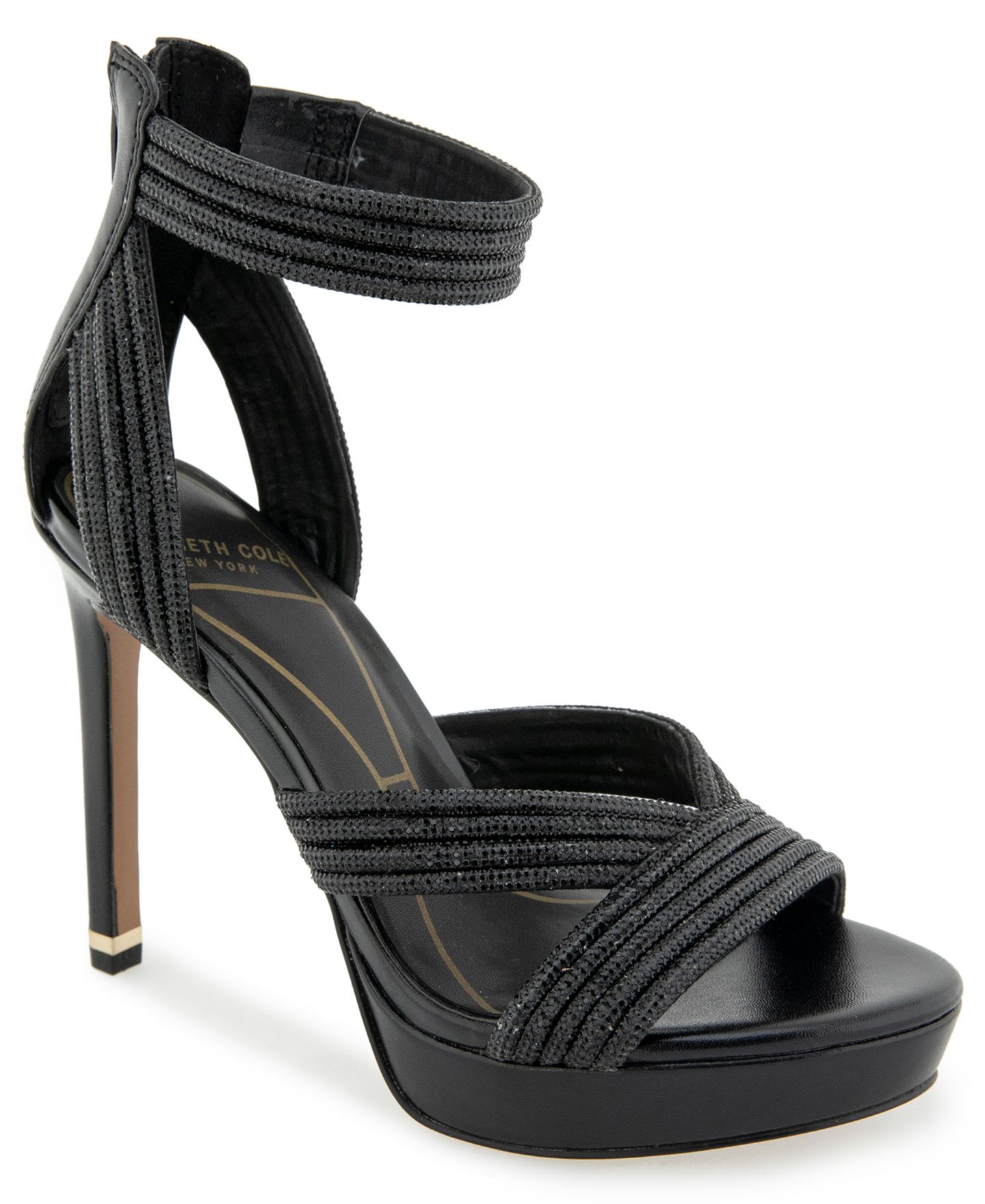 Женские сандалии Kenneth Cole New York Nadine Jewel Platform Dress Sandals, цвет: Чёрный — фото 1