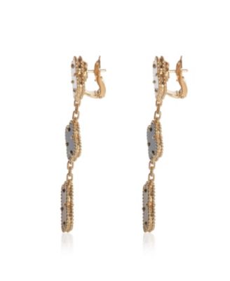 Yellow Gold Mother Of Pearl and Onyx Magic Alhambra Earrings