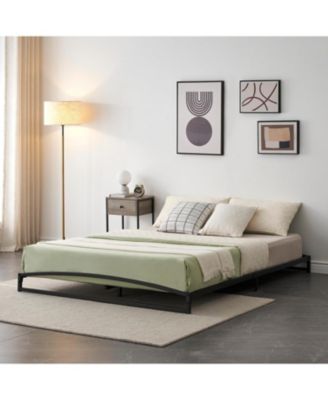Simple Upholstered Panel Bed Frame, Modern Bed Base with Comfortable Headboard, Multiple Sizes