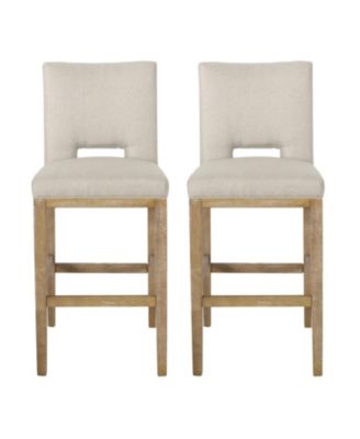 Modern Bar Stool with Rubberwood Legs & L-Backrest Set of 2