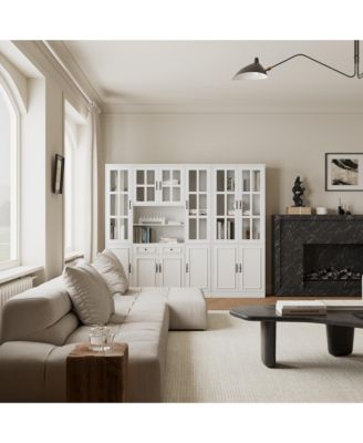 Modern Bookcase, Sideboard with 19-Tier Shelves and 2 Drawers