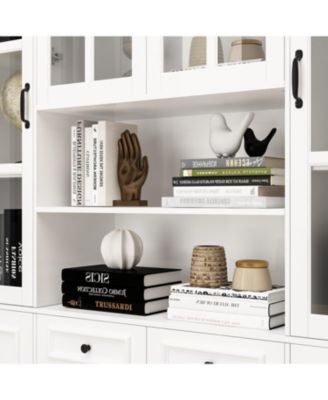 Modern Bookcase, Sideboard with 19-Tier Shelves and 2 Drawers