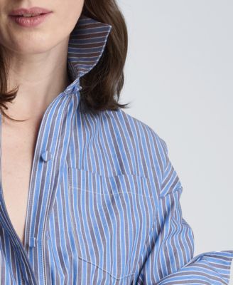 Women's Long-Sleeve Drop Shoulder Mini Shirt Dress