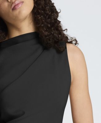 Women's Mock Neck Cascade Detail Mini Dress