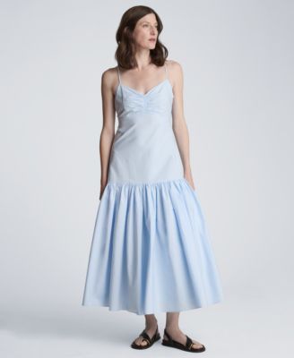 Women's Sweetheart Neck Bubble Flounce Midi Dress