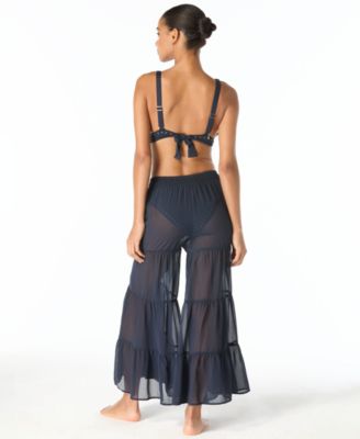 Women's Tiered Wide-Leg Cover-Up Swim Pants