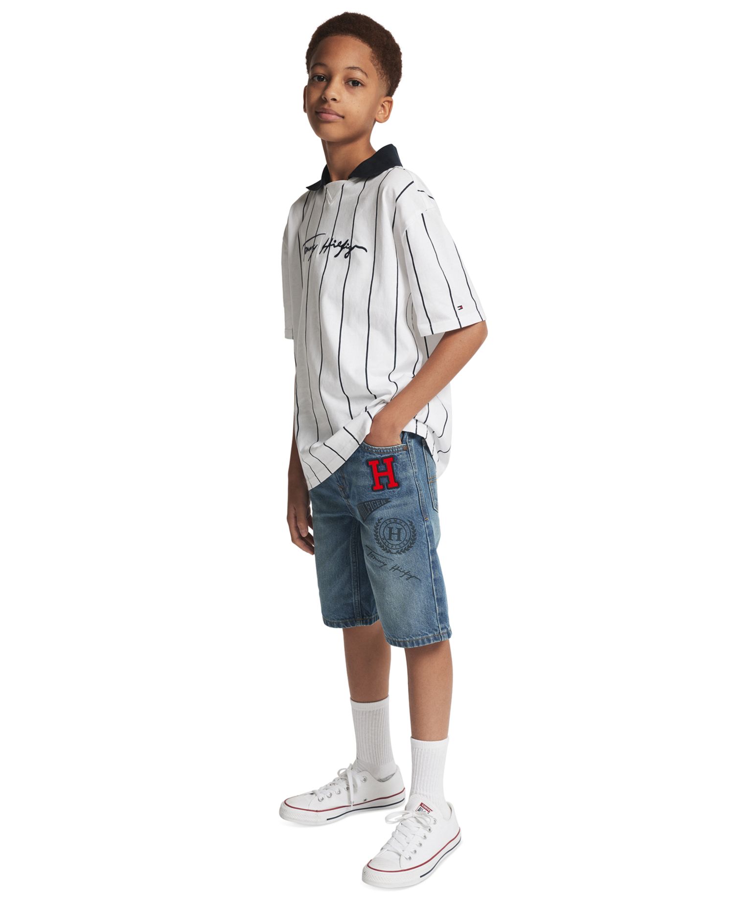 Boys' 8-20 Regular Fit Varsity Denim Shorts