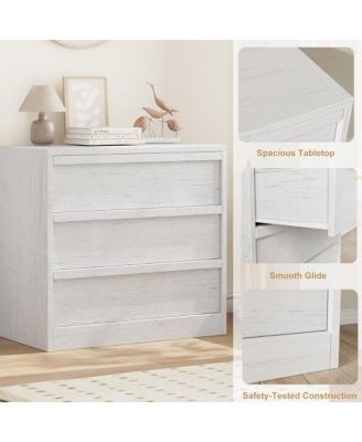 3 Drawer Nightstand for Bedroom, 30in Tall Small End Side Table with Large Storage & Anti-Tip Design