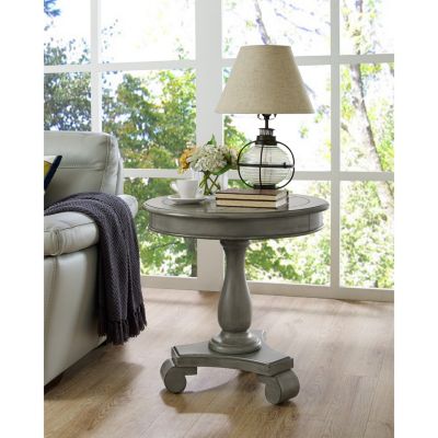   Round Wood Pedestal Side Table