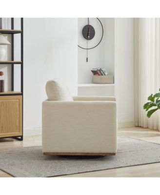 Square Swivel Accent Chair, Chenille Upholstered Leisure Chair, 360° Rotation Comfy Armchair
