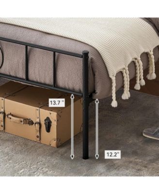 King Metal Platform Bed Frame With Headboard and Footboard Storage No Box Spring Mattress Support Simple Assembly