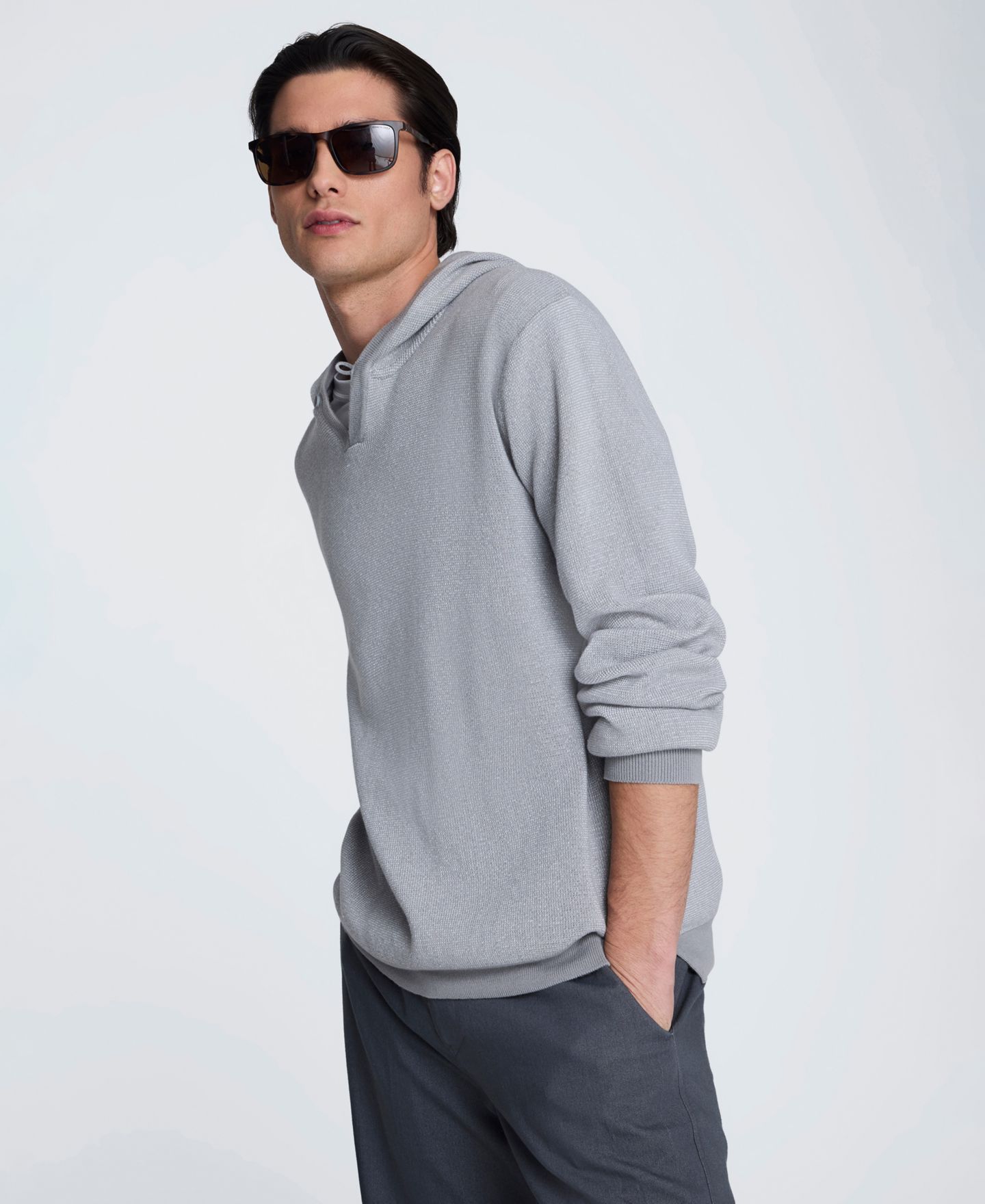 Мужское худи Kenneth Cole Long-Sleeve Sweater, цвет: Серый — фото 3