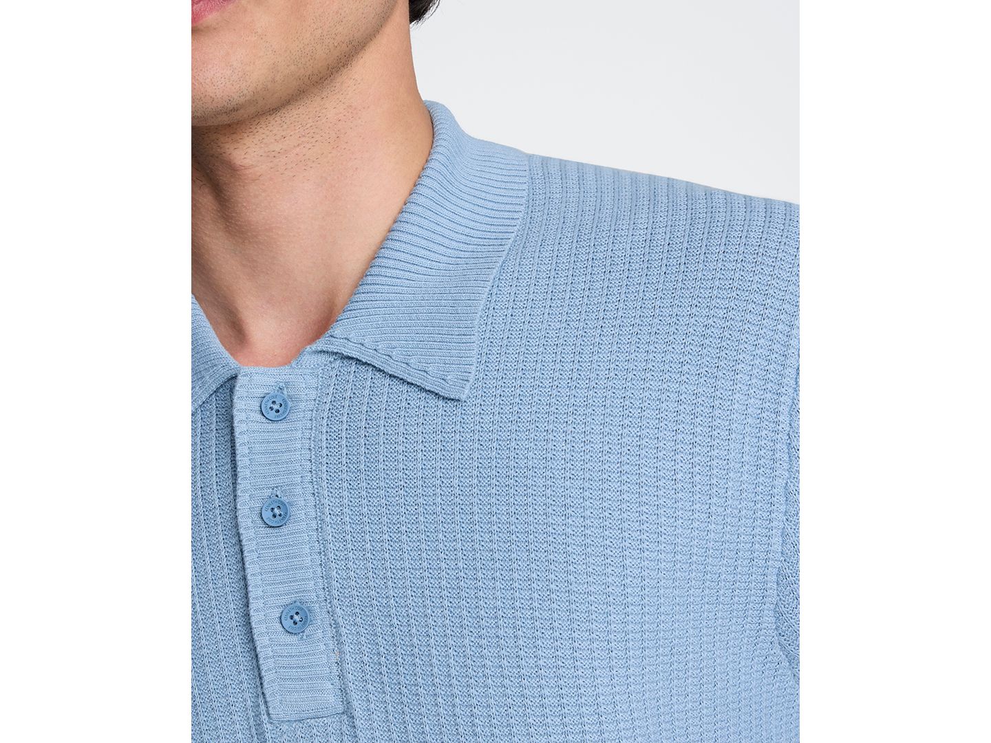 Мужской свитер Kenneth Cole Short-Sleeve Polo Sweater, цвет: Синий — фото 4