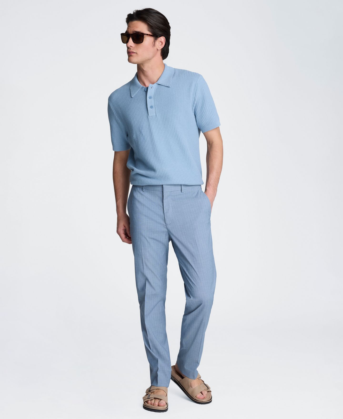 Мужской свитер Kenneth Cole Short-Sleeve Polo Sweater, цвет: Синий — фото 2