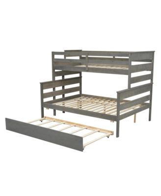 Wood Twin over Full Bunk Bed with Twin Size Trundle