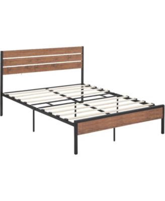 Queen Bed Frame With Wood Headboard Strong Wooden Slats Under Bed Storage Quiet Design No Box Spring Space Saver