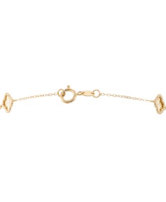 Textured Clover Link Bracelet in 10k Yellow Gold