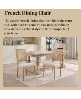  French Country Dining Chairs, Rattan Back