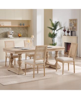  French Country Dining Chairs, Rattan Back