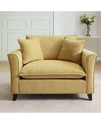 Chenille Oversized Armchair, Comfy Chair and a Half Single Sofa with Pillow