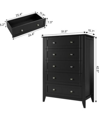 5 Drawer Dresser for Bedroom Tall Cabinet with Deep Drawers Modern Wooden Chest for Entryway