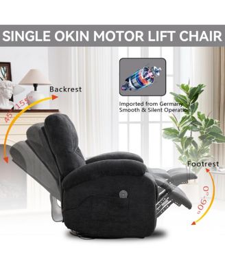 Hot massage manual lounge chair with rocker arms, rotating fabric, cup holder