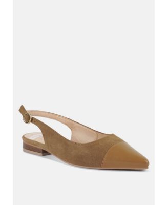 Rag and Co Womens Uwaha Genuine Leather and Real Suede Slingback Flats