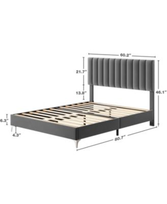 Bed Frame with Headboard and 4 Drawers Platform Steel Slats No Box Spring Needed Quiet Easy Assembly