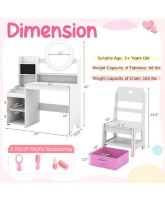 Children s Lighted Vanity Desk Pretend Play Dressing Table
