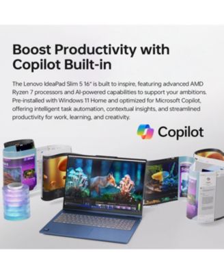 IdeaPad Slim 5 16" Traditional Laptop AMD Ryzen AI 7 64GB RAM AMD Radeon Graphics 1TB SSD Storage Windows 11 Home 60Hz