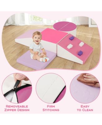 6-Piece Soft Toddler Play Set with Climbing Triangle, Ramp & Safe Foam Design for Active Play