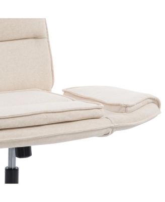 Criss Cross Beige Cloth Swivel Desk Chair with Adjustable Armrests & Wheels