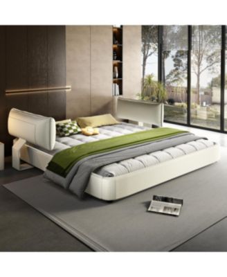 King Size Cloud Bed Frame with Padded Movable Headboard, Chenille Upholstered