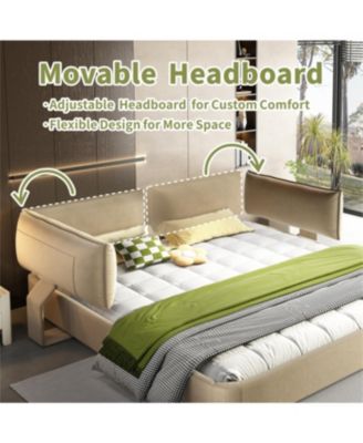 King Size Cloud Bed Frame with Oversized Padded Movable Headboard