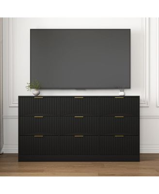 9-Drawer Dresser, 63" Large Deep Chest of Drawers, Wooden Storage Cabinet